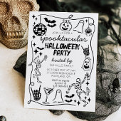 Hand Drawn Doodles Whimsical Halloween Invitation Kaart