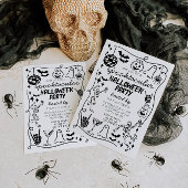 Hand Drawn Doodles Whimsical Halloween Invitation Kaart