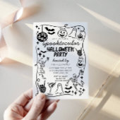 Hand Drawn Doodles Whimsical Halloween Invitation Kaart