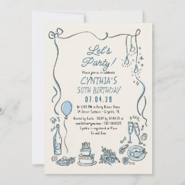 Hand Drawn Doodles Whimsical Quirky Adult Birthday Kaart