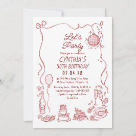 Hand Drawn Doodles Whimsical Quirky Adult Birthday Kaart