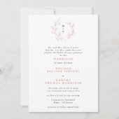 Hand Drawn Dusty Roos Sketch Wreator Formal Weddin Kaart (Voorkant)