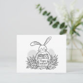 Hand Drawn Easter Bunny Coloring Style Spring Briefkaart (Staand voorkant)