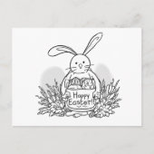 Hand Drawn Easter Bunny Coloring Style Spring Briefkaart (Voorkant)