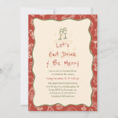 Hand-Drawn Eat Drink and Be Merry Holiday Party Kaart (Voorkant)