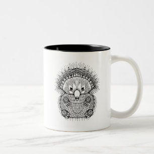 Hand Drawn Echidna Doodle Tweekleurige Koffiemok