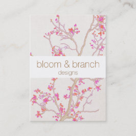 Hand Drawn Elegant Pink Cherry Blossoms Floral Visitekaartje