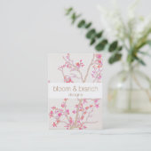 Hand Drawn Elegant Pink Cherry Blossoms Floral Visitekaartje (Staand voorkant)