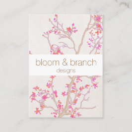 Hand Drawn Elegant Pink Cherry Blossoms Floral Visitekaartje