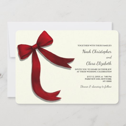 Hand drawn Elegant Red Bow - Modern Minimalist Kaart (Voorkant)