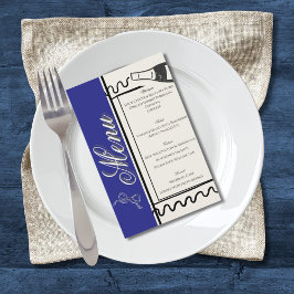 Hand Drawn Elegant Simple Blue & Cream Wedding  Flyer