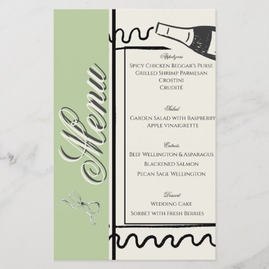 Hand Drawn Elegant Simple Green & Cream Wedding  Flyer (Voorkant)