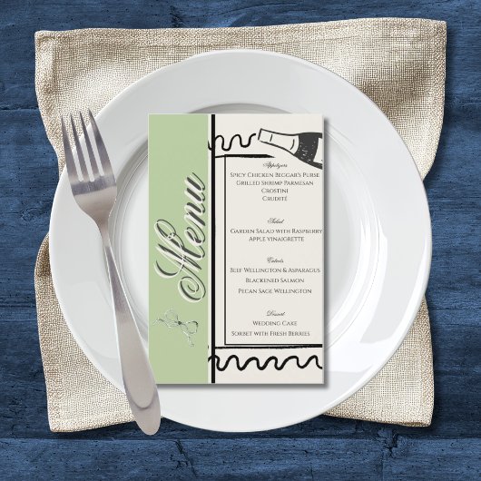 Hand Drawn Elegant Simple Green & Cream Wedding  Flyer