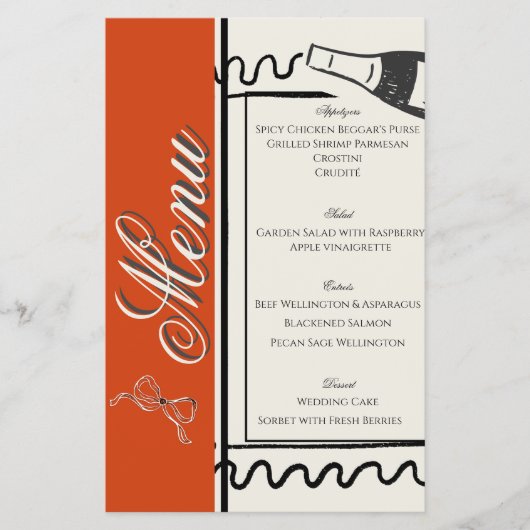Hand Drawn Elegant Simple Red & Cream Wedding  Flyer (Voorkant)