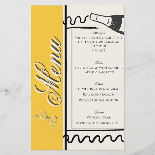 Hand Drawn Elegant Simple Yellow & Cream Wedding Flyer (Voorkant)