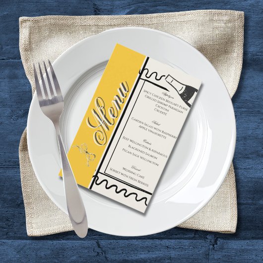 Hand Drawn Elegant Simple Yellow & Cream Wedding  Flyer