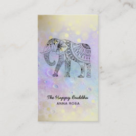 *~* Hand Drawn Elephant Gold Glitter Buddha Pink Visitekaartje