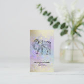 *~* Hand Drawn Elephant Gold Glitter Buddha Pink Visitekaartje (Staand voorkant)