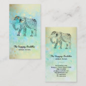 *~* Hand Drawn Elephant Gold Glitter Buddha Visitekaartje (Voorkant / Achterkant)