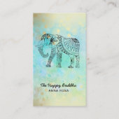 *~* Hand Drawn Elephant Gold Glitter Buddha Visitekaartje (Voorkant)
