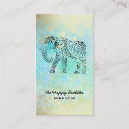 *~* Hand Drawn Elephant Gold Glitter Buddha Visitekaartje