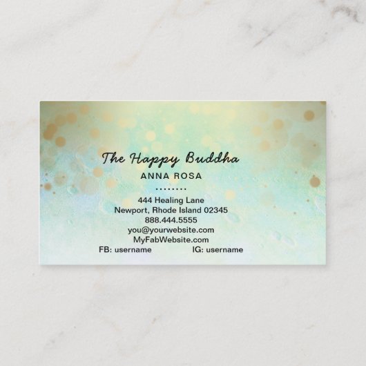 *~* Hand Drawn Elephant Gold Pattern Buddha Visitekaartje (Achterkant)