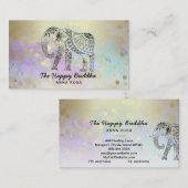 *~* Hand Drawn Elephant Lunar Buddha Gold Visitekaartje (Voorkant / Achterkant)