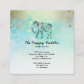 *~* Hand Drawn Elephant Pattern Buddha Gold Vierkante Visitekaartje (Achterkant)