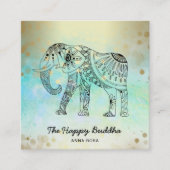 *~* Hand Drawn Elephant Pattern Buddha Gold Vierkante Visitekaartje (Voorkant)