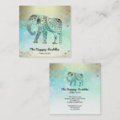 *~* Hand Drawn Elephant Pattern Buddha Gold Vierkante Visitekaartje (Voorkant / Achterkant)