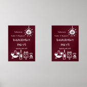 Hand Drawn Engagement Party Wedding Welcome Sign. Muurkunst Sets (Voorkant)