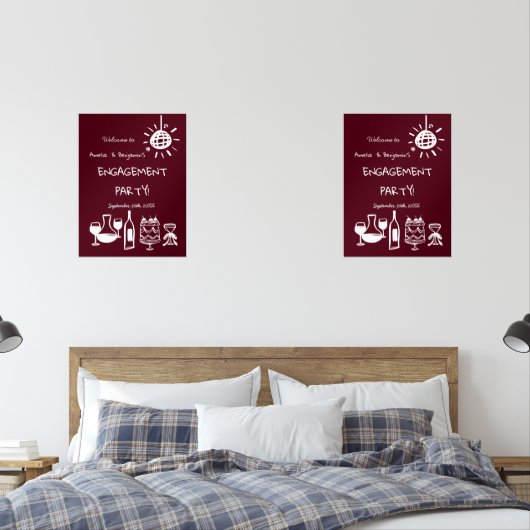 Hand Drawn Engagement Party Wedding Welcome Sign. Muurkunst Sets (Slaapkamer)