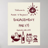 Hand Drawn Engagement Party Wedding Welcome Sign. Poster (Voorkant)