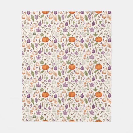 Hand-Drawn Engraving Style Fall Vegetable Fleece Deken (Voorkant)