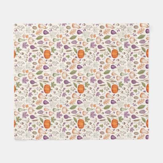 Hand-Drawn Engraving Style Fall Vegetable Fleece Deken (Voorkant (Horizontaal))