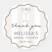 Hand-drawn Espresso Martini Bridal Shower Favor Ronde Sticker (Voorkant)
