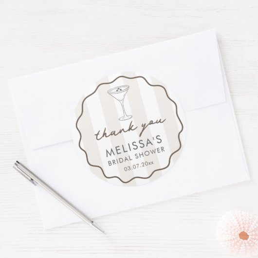 Hand-drawn Espresso Martini Bridal Shower Favor Ronde Sticker (Envelop)