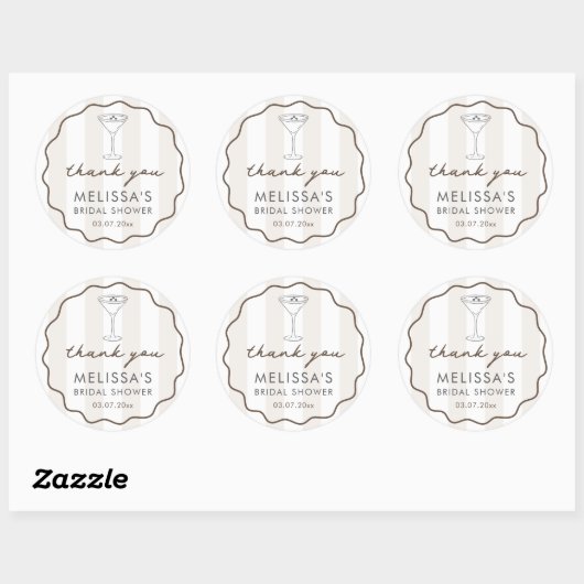 Hand-drawn Espresso Martini Bridal Shower Favor Ronde Sticker (Vel)