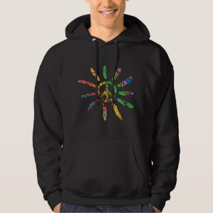 Hand Drawn Ethnic Peace Sign Hippie Bohemian Hoodie