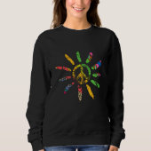 Hand Drawn Ethnic Peace Sign Hippie Bohemian Trui (Voorkant)