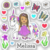 Hand Drawn Ethnic Princess and Unicorn Sticker (Voorkant)