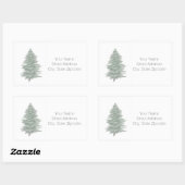 Hand Drawn Evergreen Tree 2 Adresetiketten Rechthoekige Sticker (Vel)