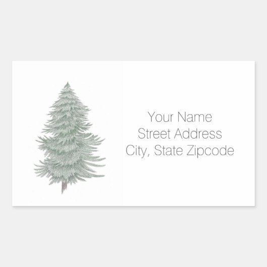Hand Drawn Evergreen Tree 2 Adresetiketten Rechthoekige Sticker (Voorkant)
