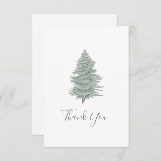 Hand Drawn Evergreen Tree 2 Bedankkaart (Voorkant / Achterkant)