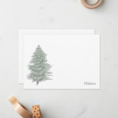 Hand Drawn Evergreen Tree 2 Notitiekaartje (Voorkant / Achterkant in situ)