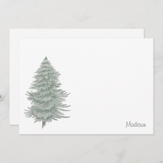 Hand Drawn Evergreen Tree 2 Notitiekaartje (Voorkant / Achterkant)