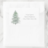 Hand Drawn Evergreen Tree-Adresetiketten Rechthoekige Sticker (Tas)