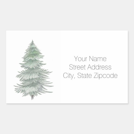 Hand Drawn Evergreen Tree-Adresetiketten Rechthoekige Sticker (Voorkant)