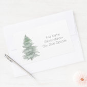 Hand Drawn Evergreen Tree-Adresetiketten Rechthoekige Sticker (Envelop)