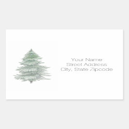 Hand Drawn Evergreen Tree-Adresetiketten Rechthoekige Sticker
